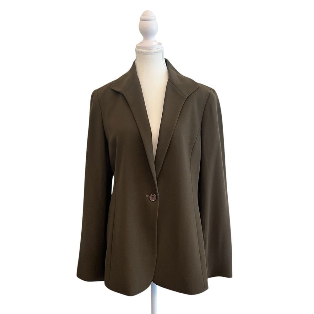 Lafayette 148 New York Wool Blazer Size 10 Olive Green